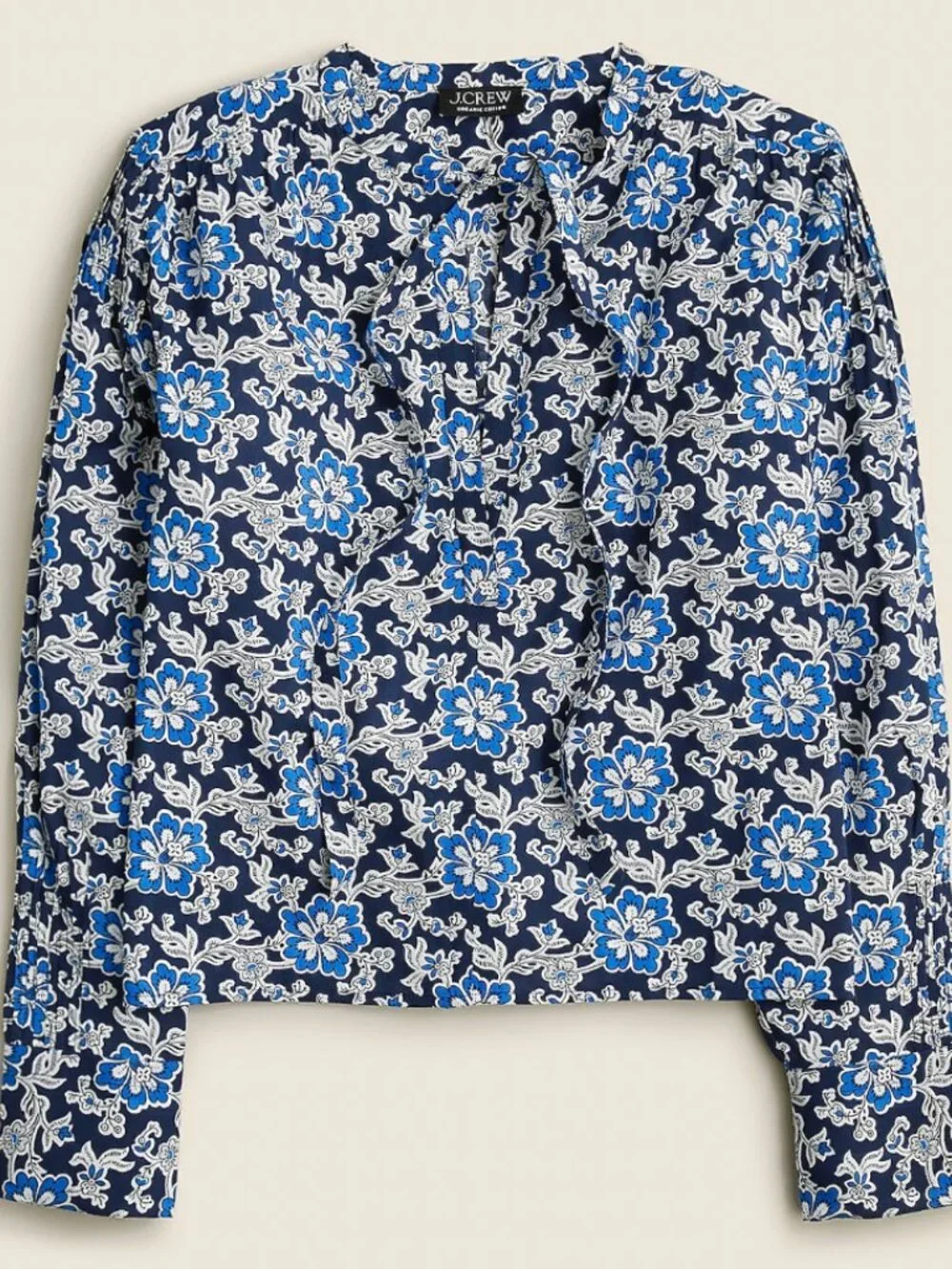 J. Crew V-neck tie top in floral cotton-blend dobby